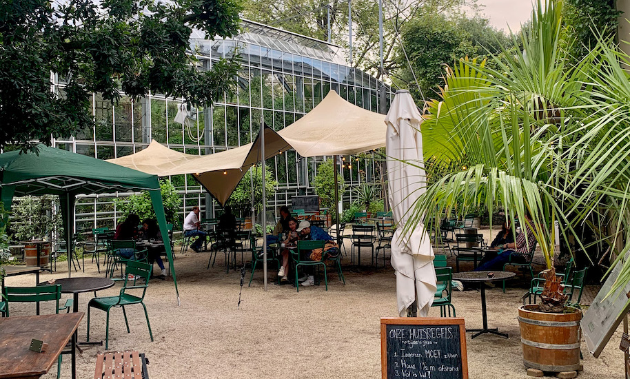 Tropical café outside with canopy